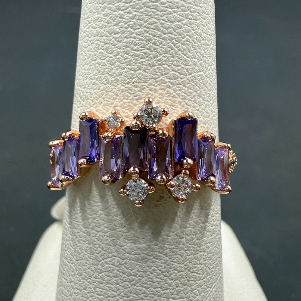 Bomb Party As You Like It‎ Size 6 Ring Amethyst CZ RBP5768 Rose Gold Plating